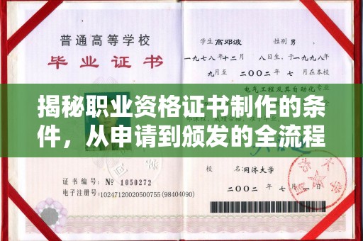 大连揭秘职业资格证书制作的条件，从申请到颁发的全流程解析